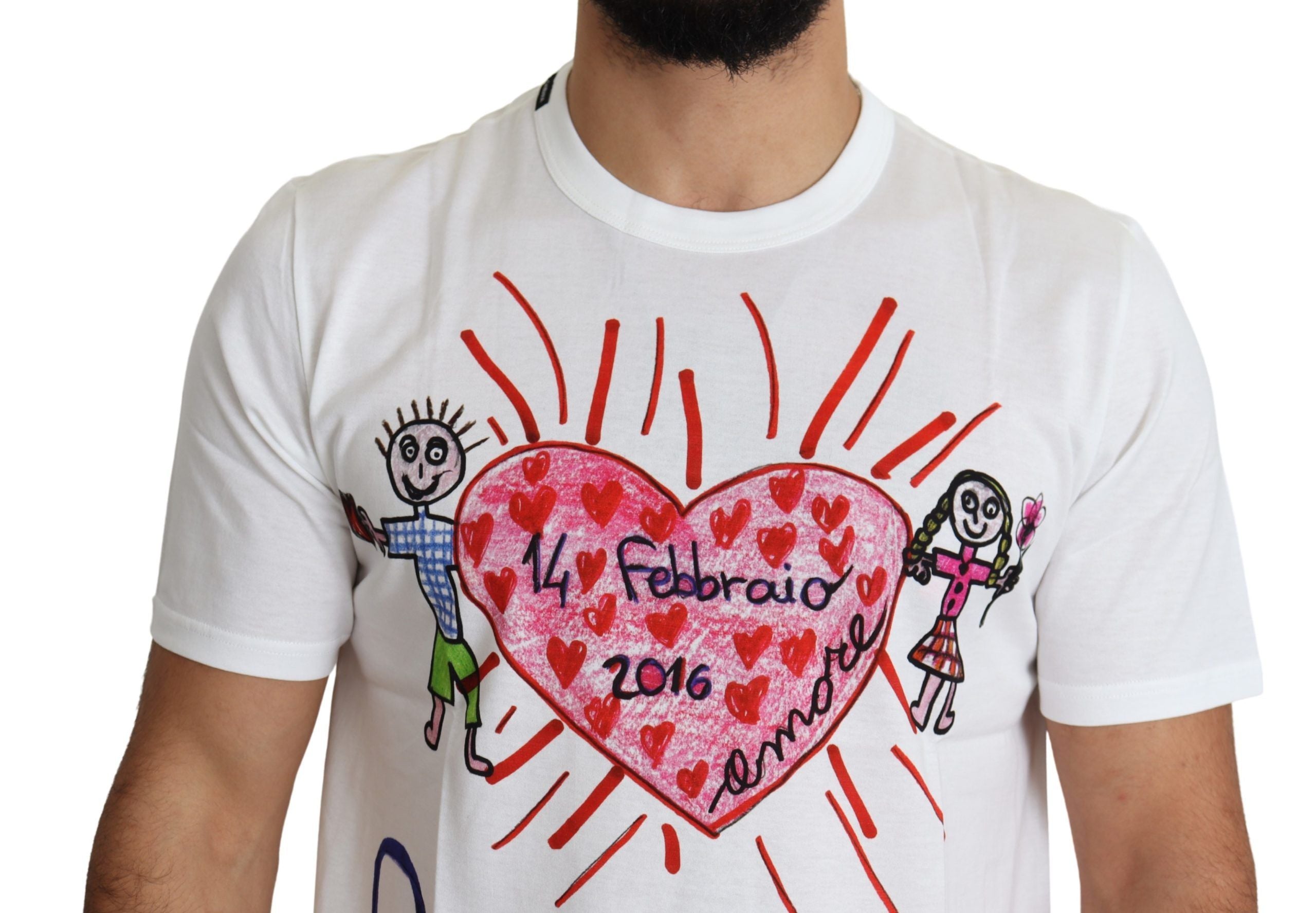 Dolce &amp; Gabbana White Saint Valentine Hearts Print Men's T-Shirt