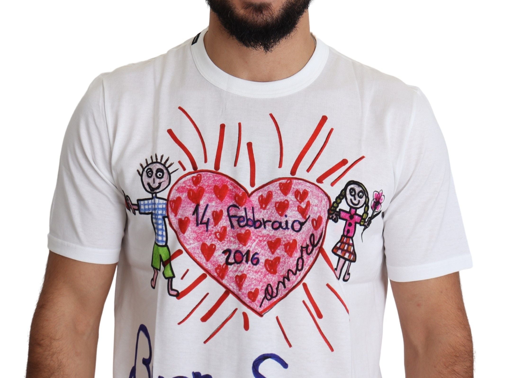 Dolce &amp; Gabbana White Saint Valentine Hearts Print Men's T-Shirt