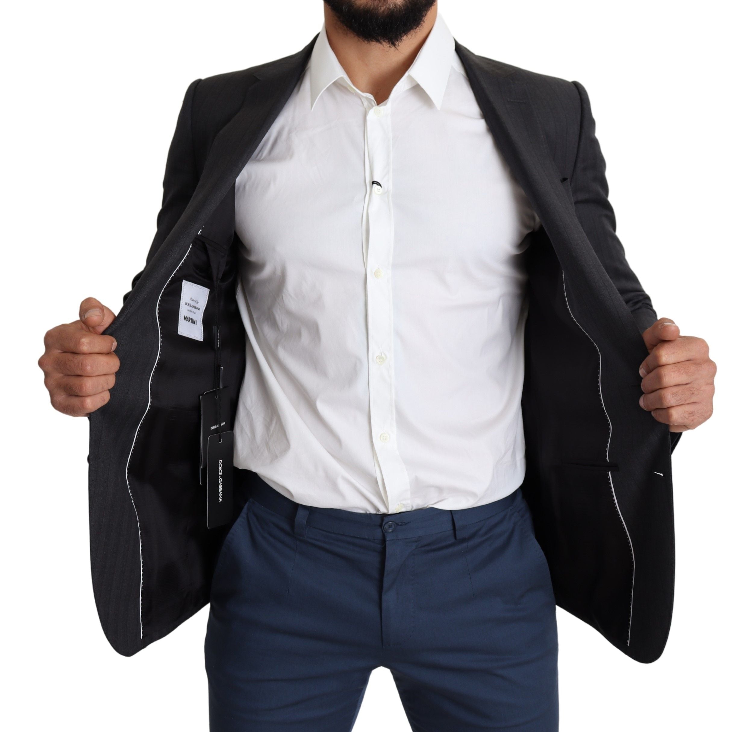 Dolce & Gabbana Schwarzer einreihiger Wollmantel MARTINI Blazer