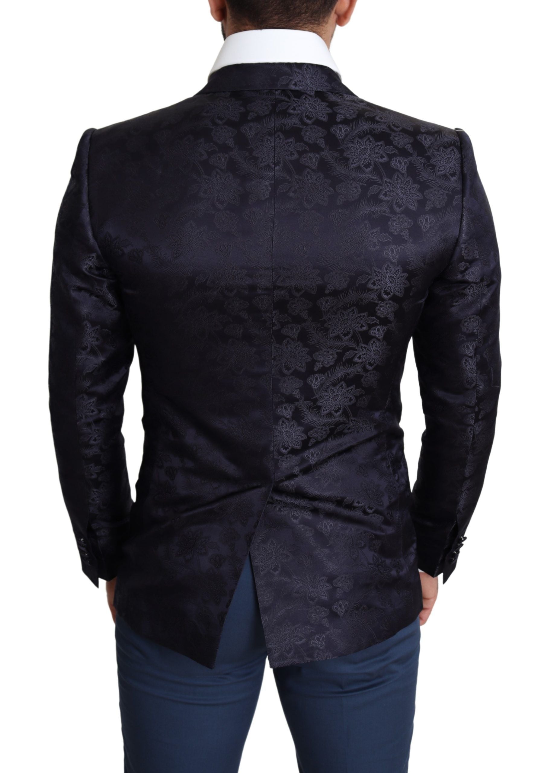 Dolce &amp; Gabbana Blue floral silk jacquard coat MARTINI Blazer