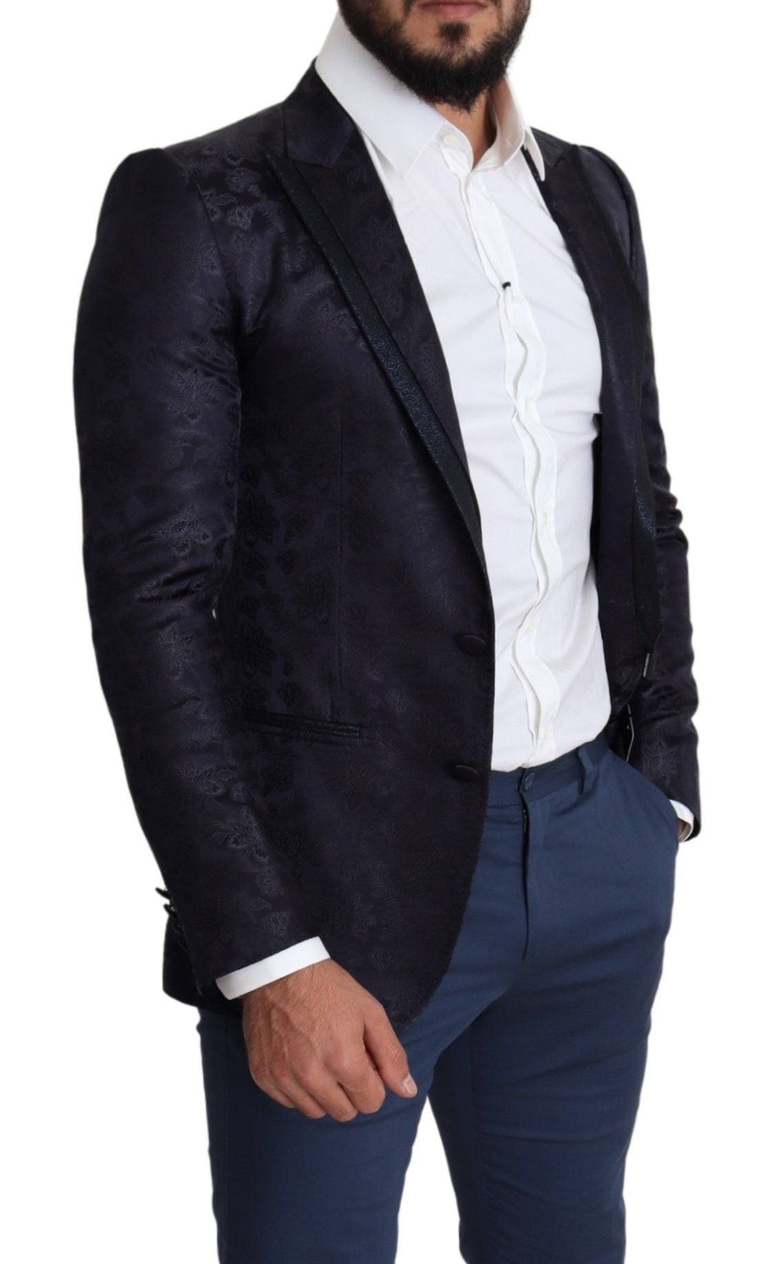 Dolce &amp; Gabbana Blue floral silk jacquard coat MARTINI Blazer