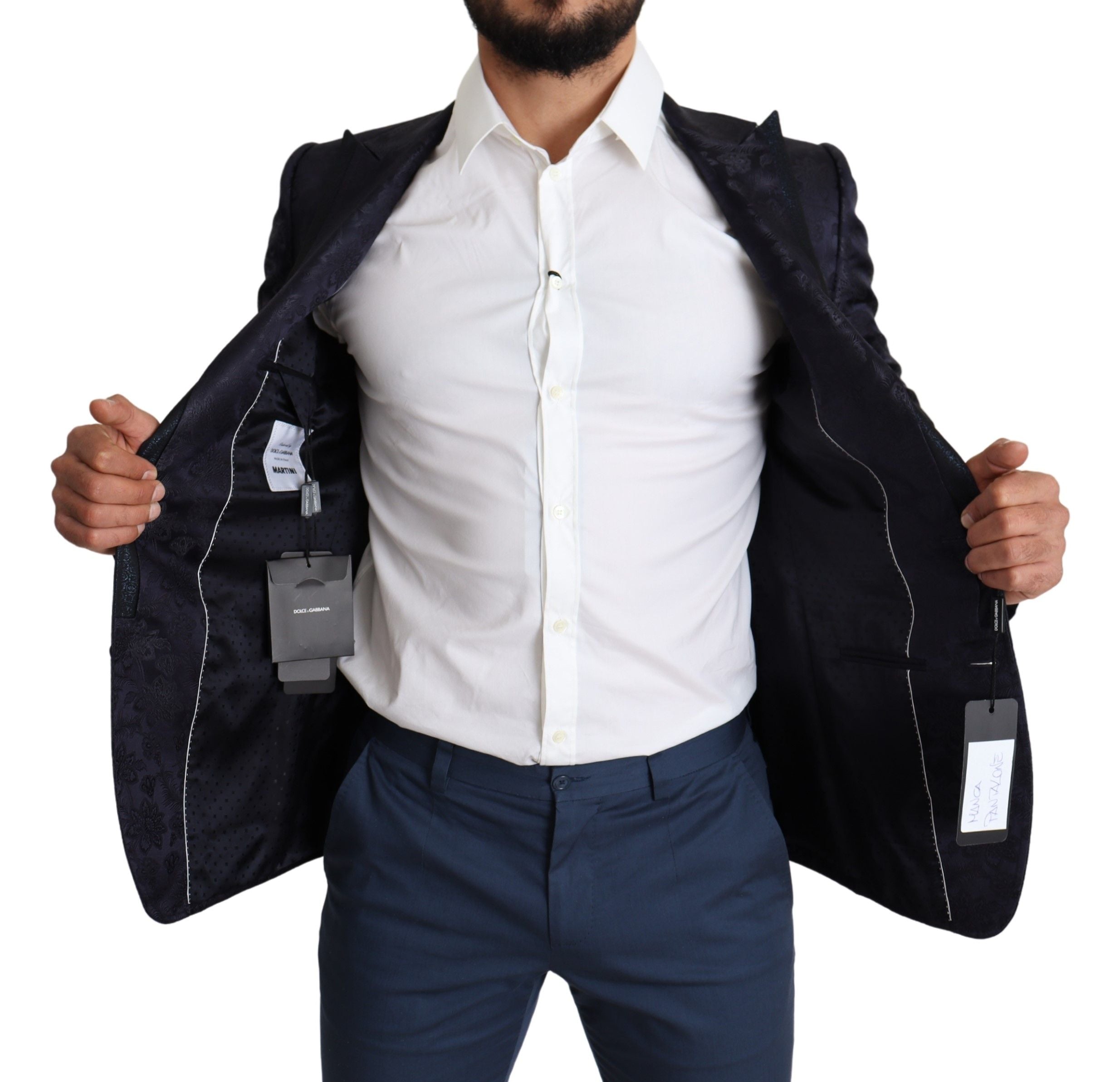 Dolce &amp; Gabbana Blue floral silk jacquard coat MARTINI Blazer