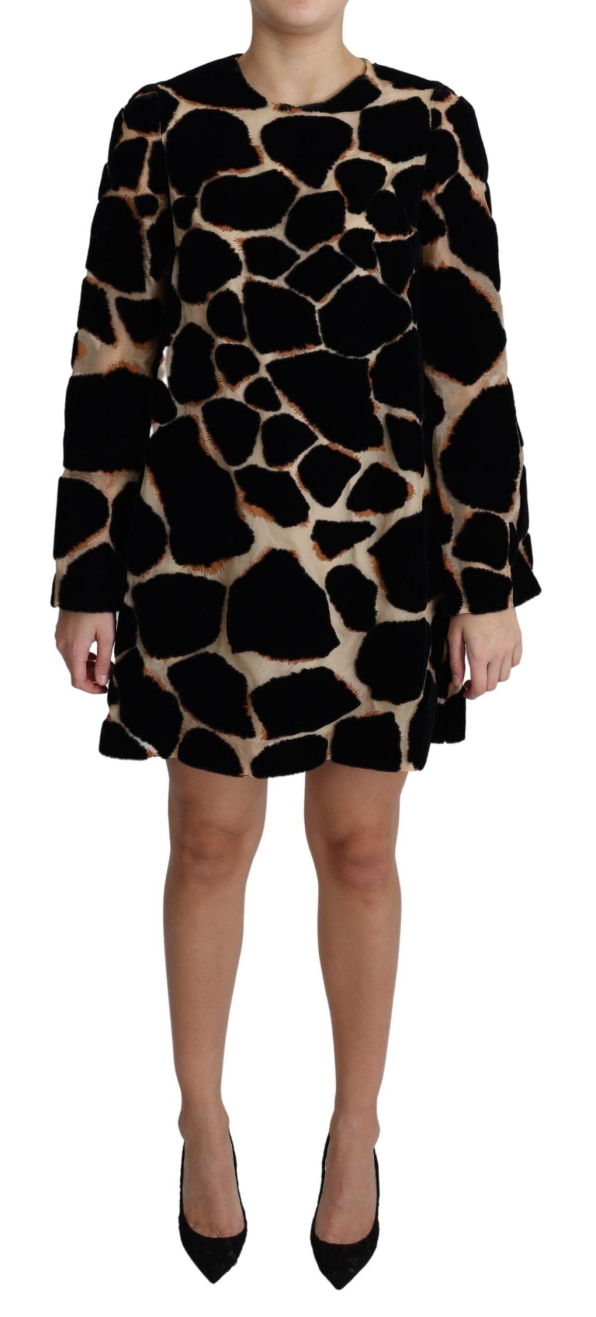Dolce & Gabbana Schwarzes Minikleid mit Giraffendruck