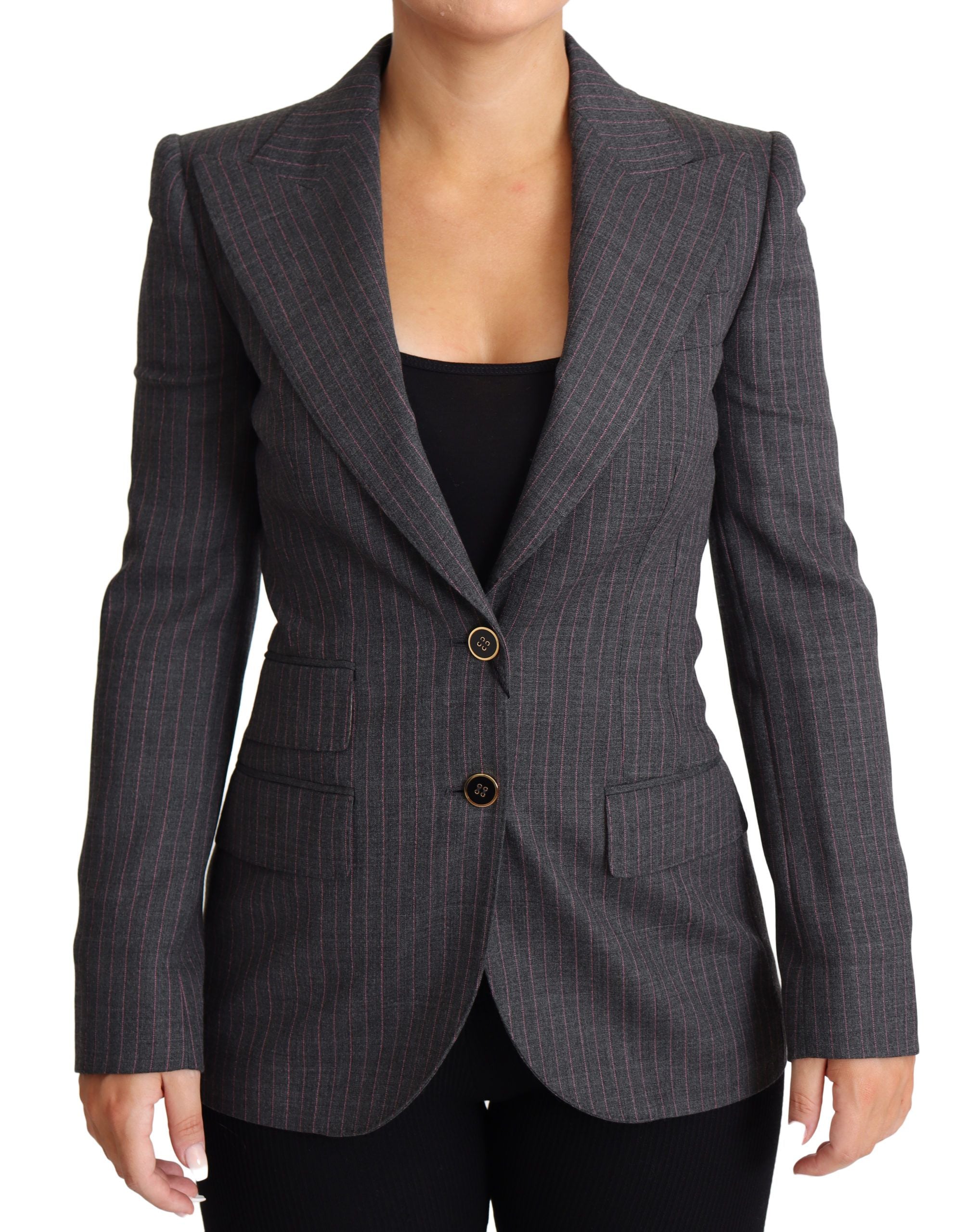 Dolce &amp; Gabbana grey single-breasted tailored blazer wool jacket