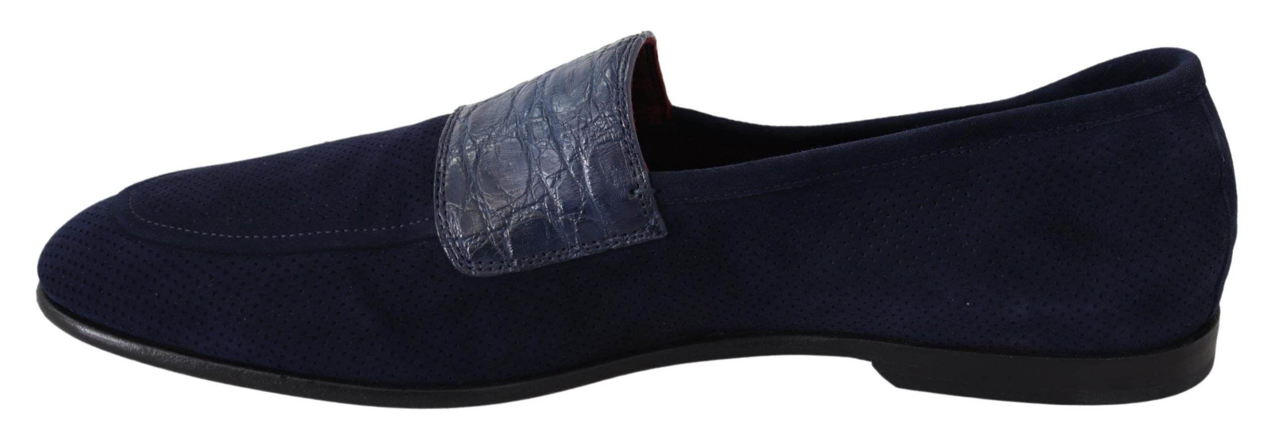 Dolce & Gabbana Blau Wildleder Kaiman Loafers Hausschuhe Schuhe