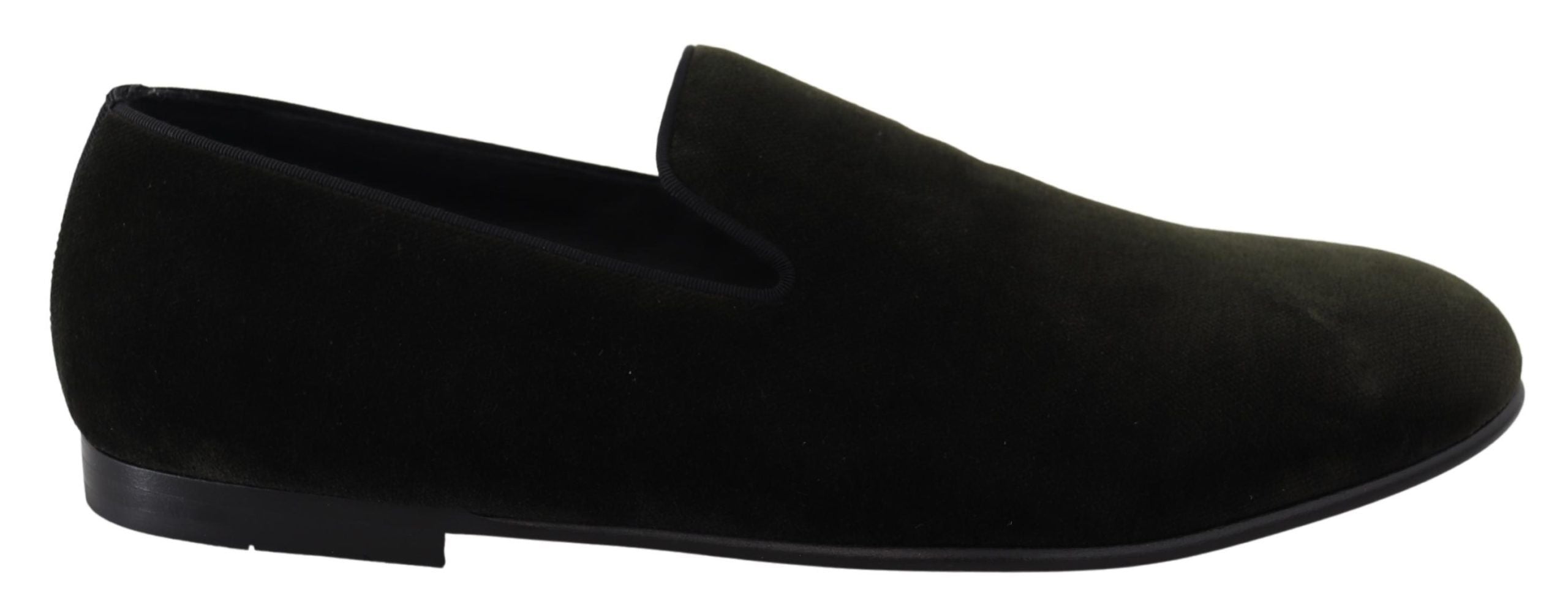 Dolce &amp; Gabbana Green Velvet Slip On Men Loafers Shoes