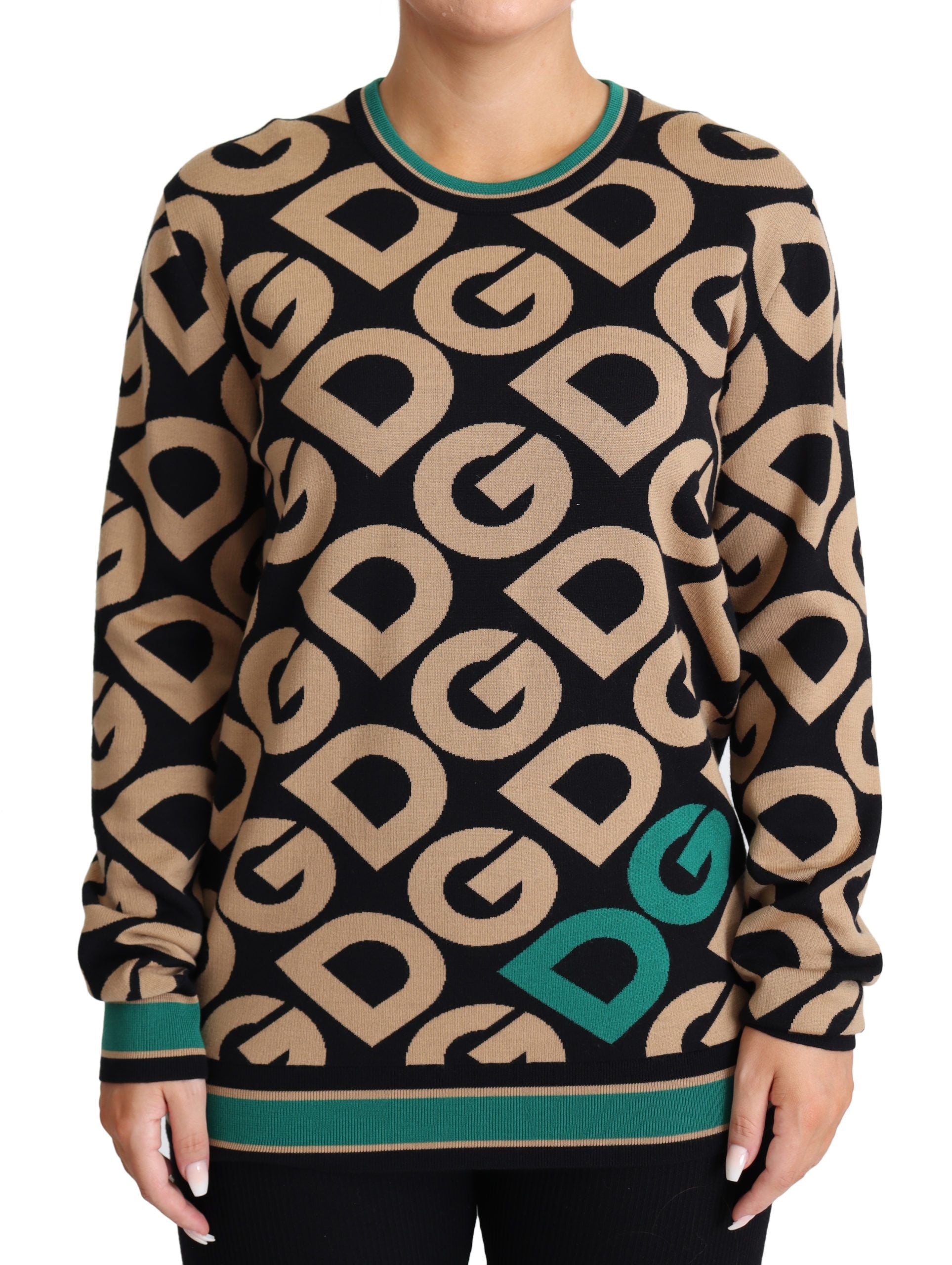 Dolce & Gabbana Multicolor DG Mania Pullover mit Rundhalsausschnitt aus Wolle