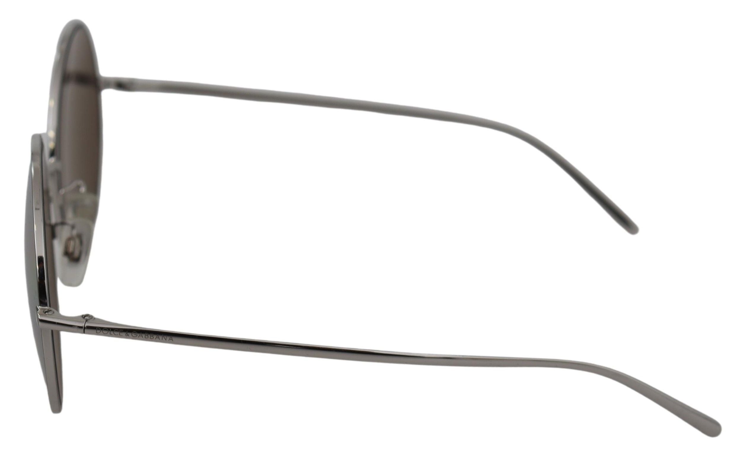 Dolce & Gabbana Versilberte runde graue Sonnenbrillen für Frauen