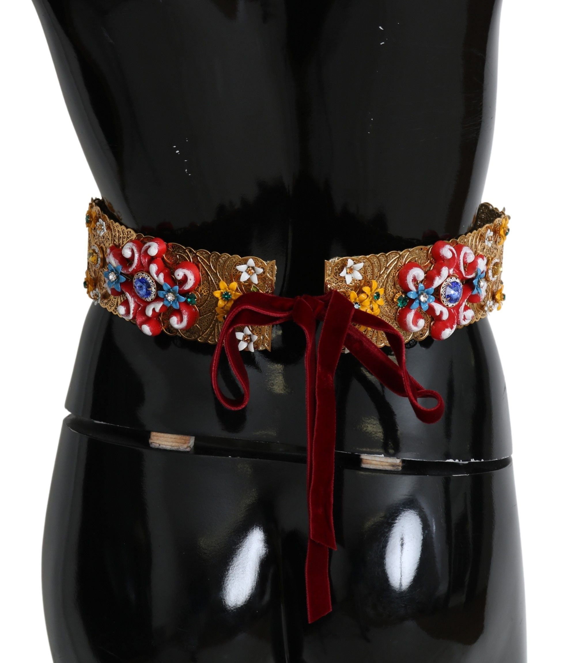 Dolce &amp; Gabbana multicolored wide waist belt with floral crystal and embellishments