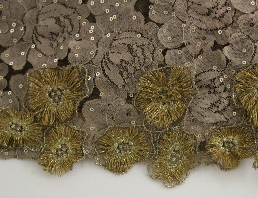 Lanre Da Silva Ajayi GOLD Long lace and crystal maxi dress