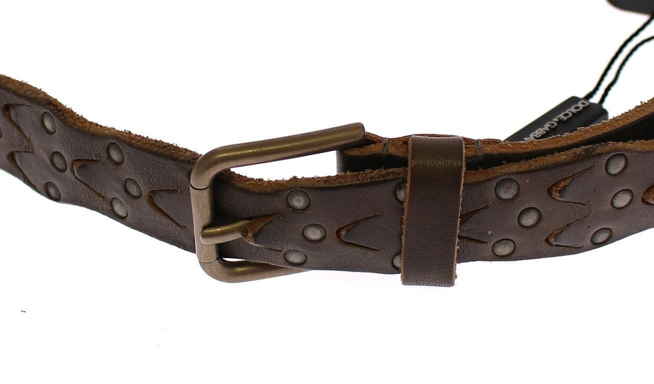 Dolce &amp; Gabbana Brown Leather Logo Cintura Belt