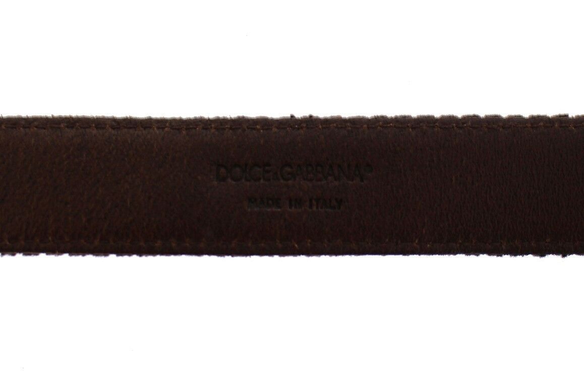 Dolce &amp; Gabbana Brown Leather Logo Cintura Belt