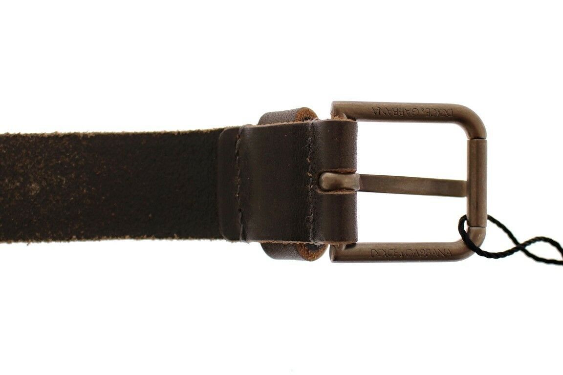 Dolce &amp; Gabbana Brown Leather Logo Cintura Belt