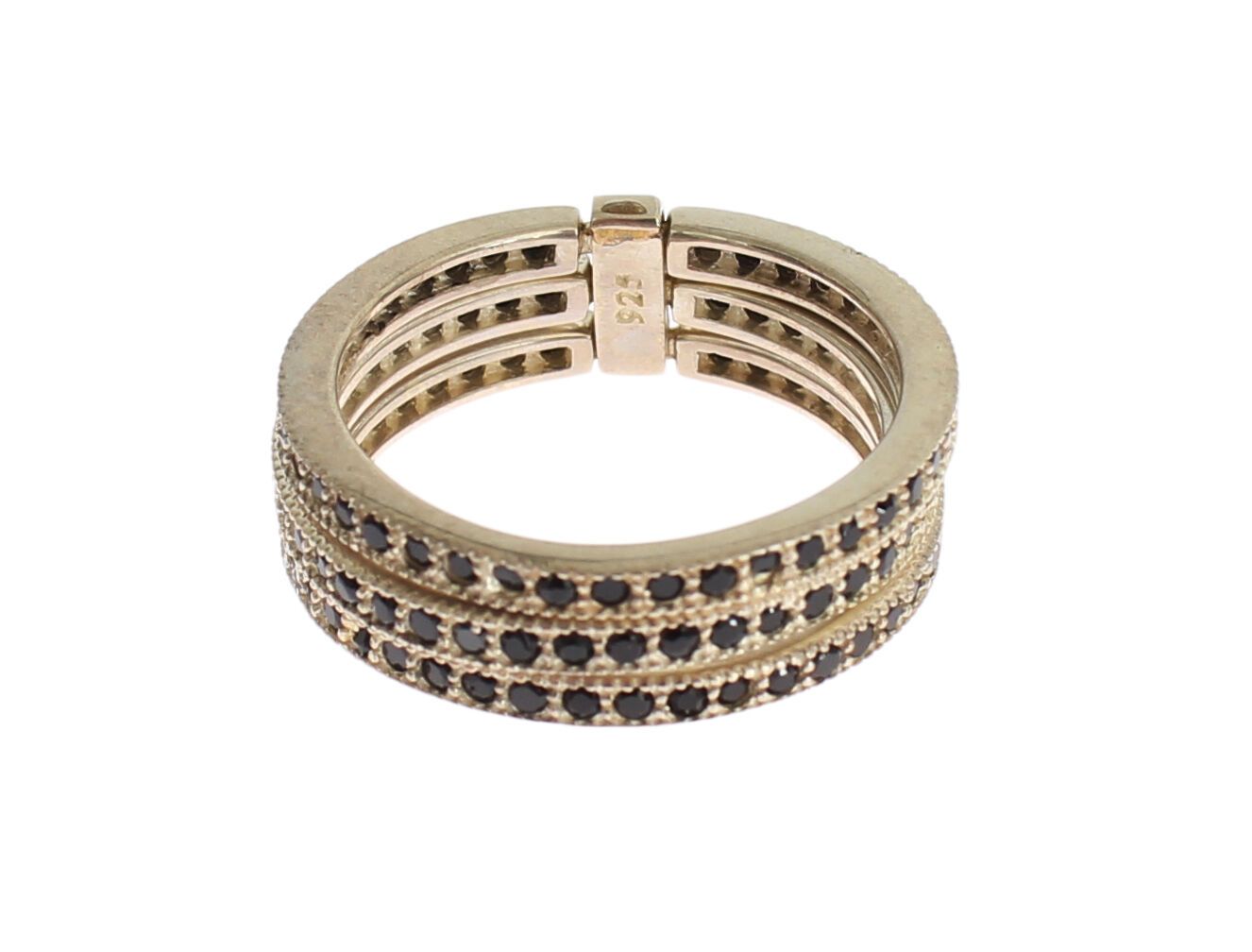 Nialaya Black CZ 925 Sterling Silver Women's Ring