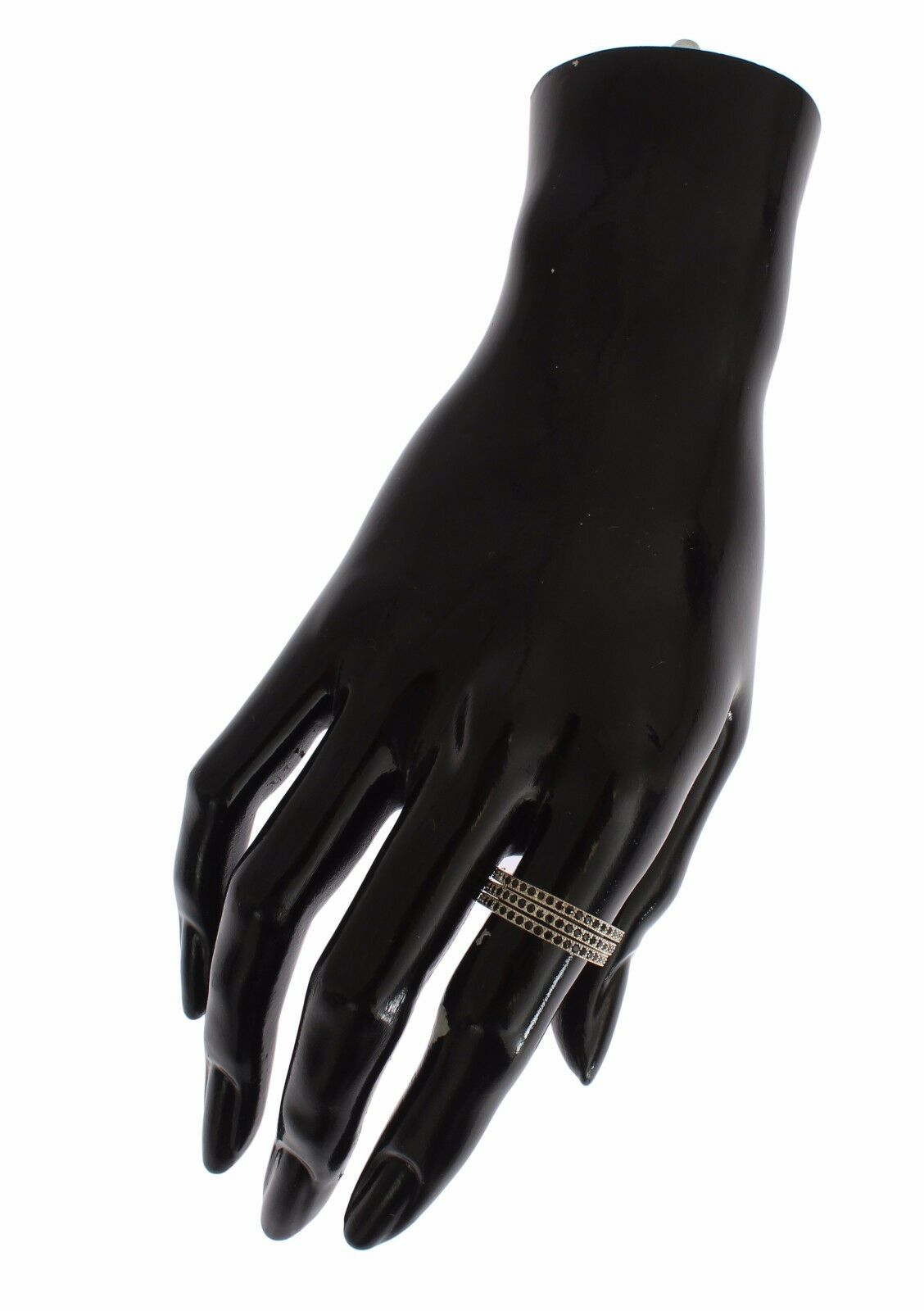 Nialaya Black CZ 925 Sterling Silver Women's Ring