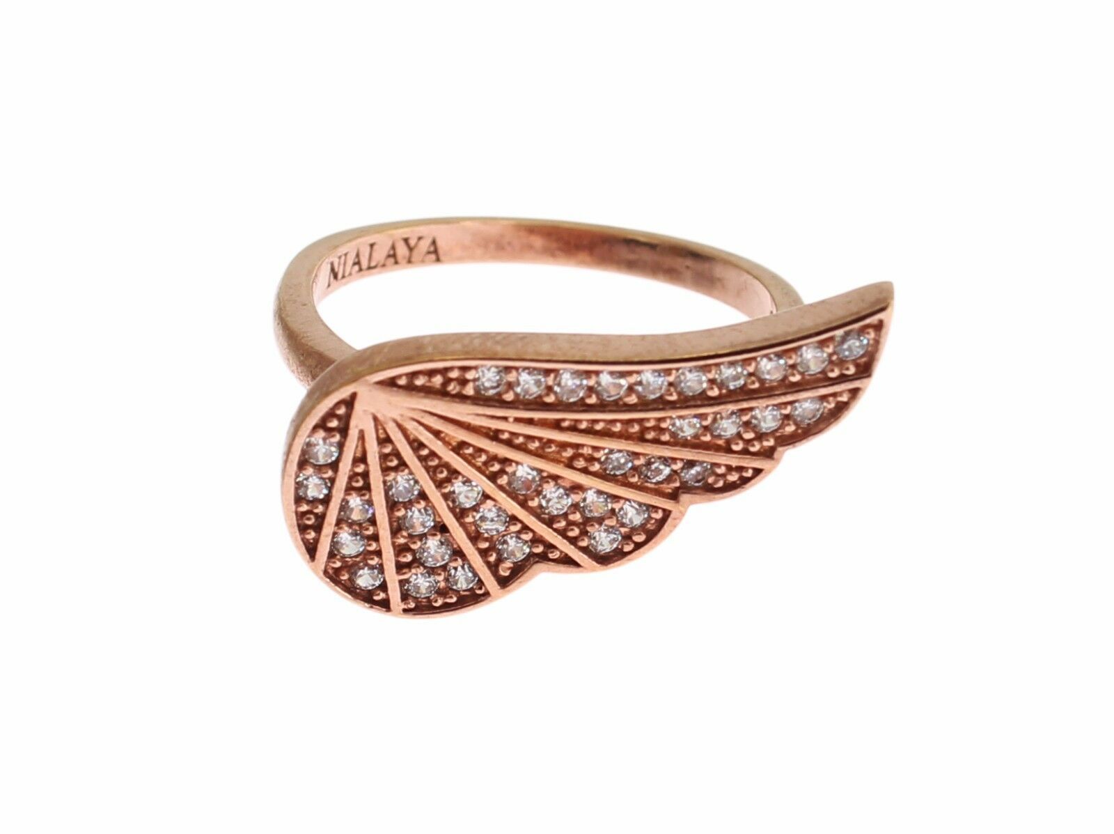 Nialaya Pink Gold 925 Silver Women Clear CZ Ring