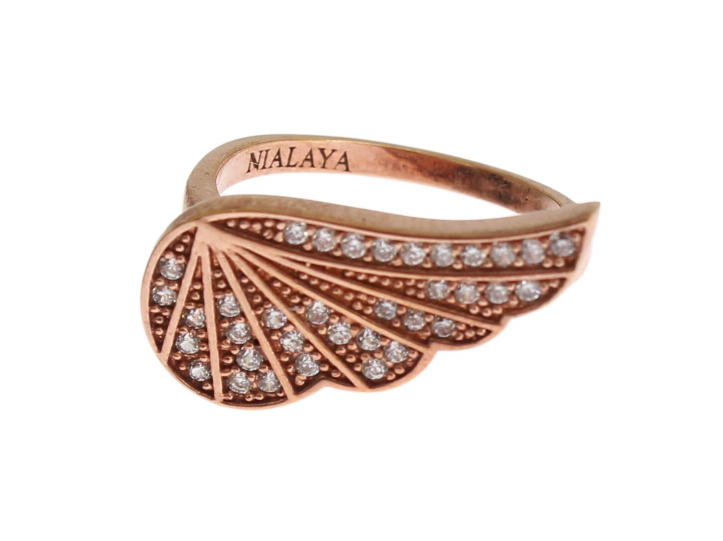 Nialaya Pink Gold 925 Silver Women Clear CZ Ring