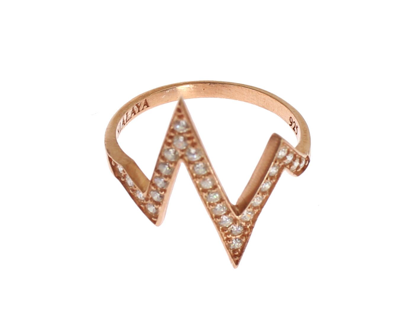 Nialaya Pink Gold 925 Silver Women Clear Ring