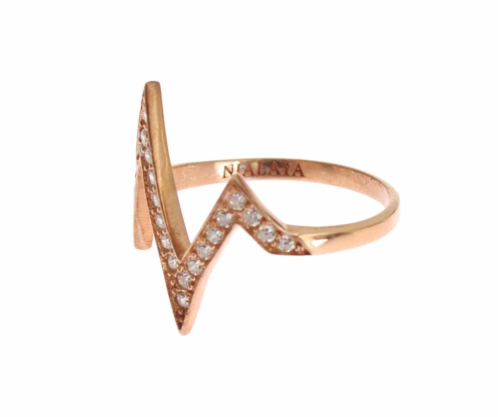 Nialaya Pink Gold 925 Silver Women Clear Ring