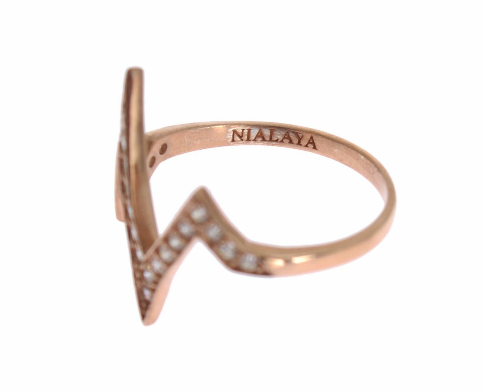 Nialaya Pink Gold 925 Silver Women Clear Ring
