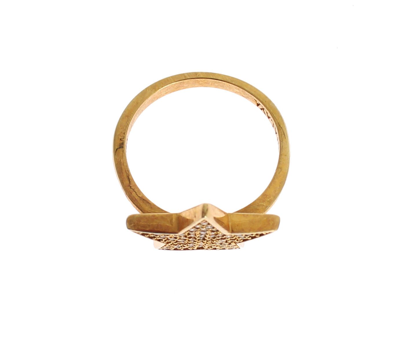 Nialaya Star Gold 925 Silver Ladies Ring Clear