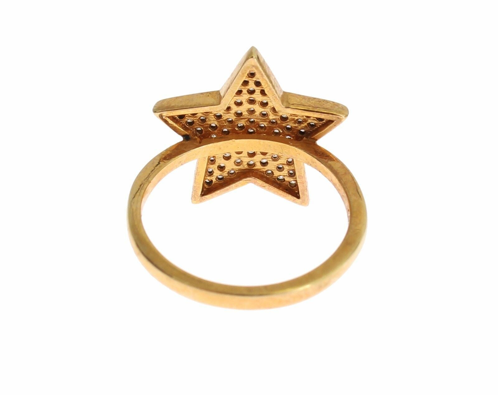 Nialaya Star Gold 925 Silver Ladies Ring Clear