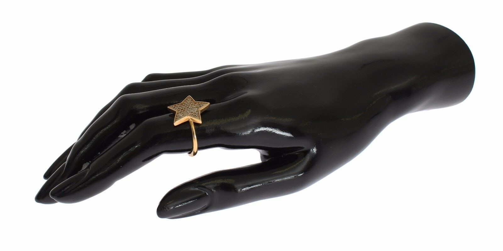 Nialaya Star Gold 925 Silver Ladies Ring Clear