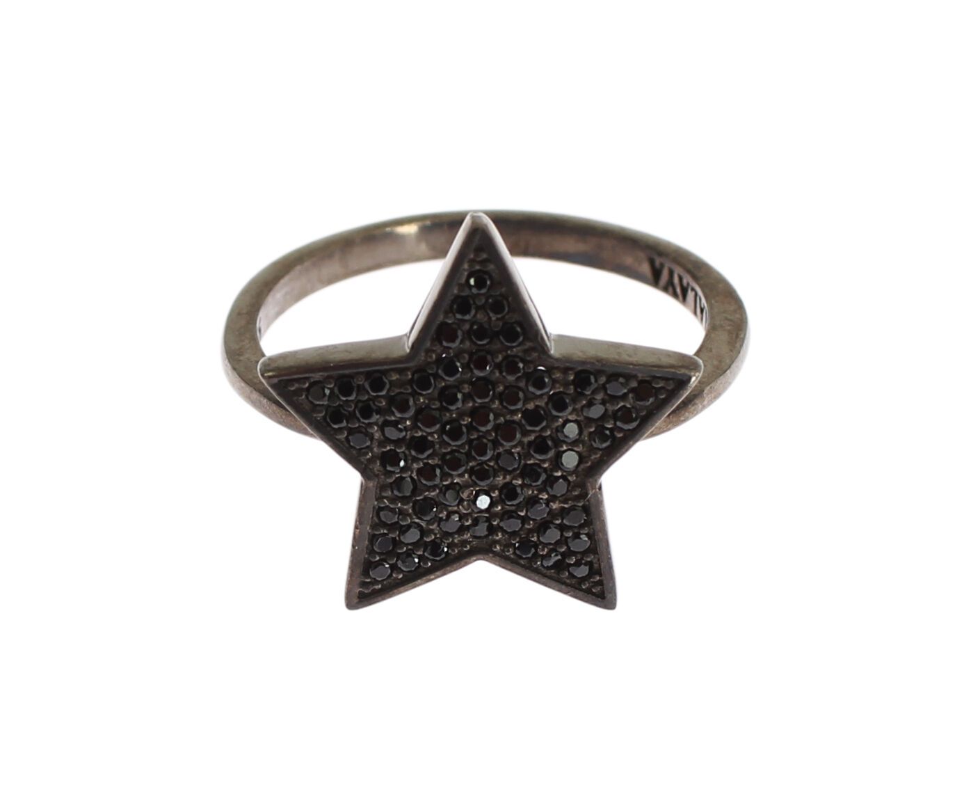Nialaya Black CZ Star 925 Silver Women's Ring