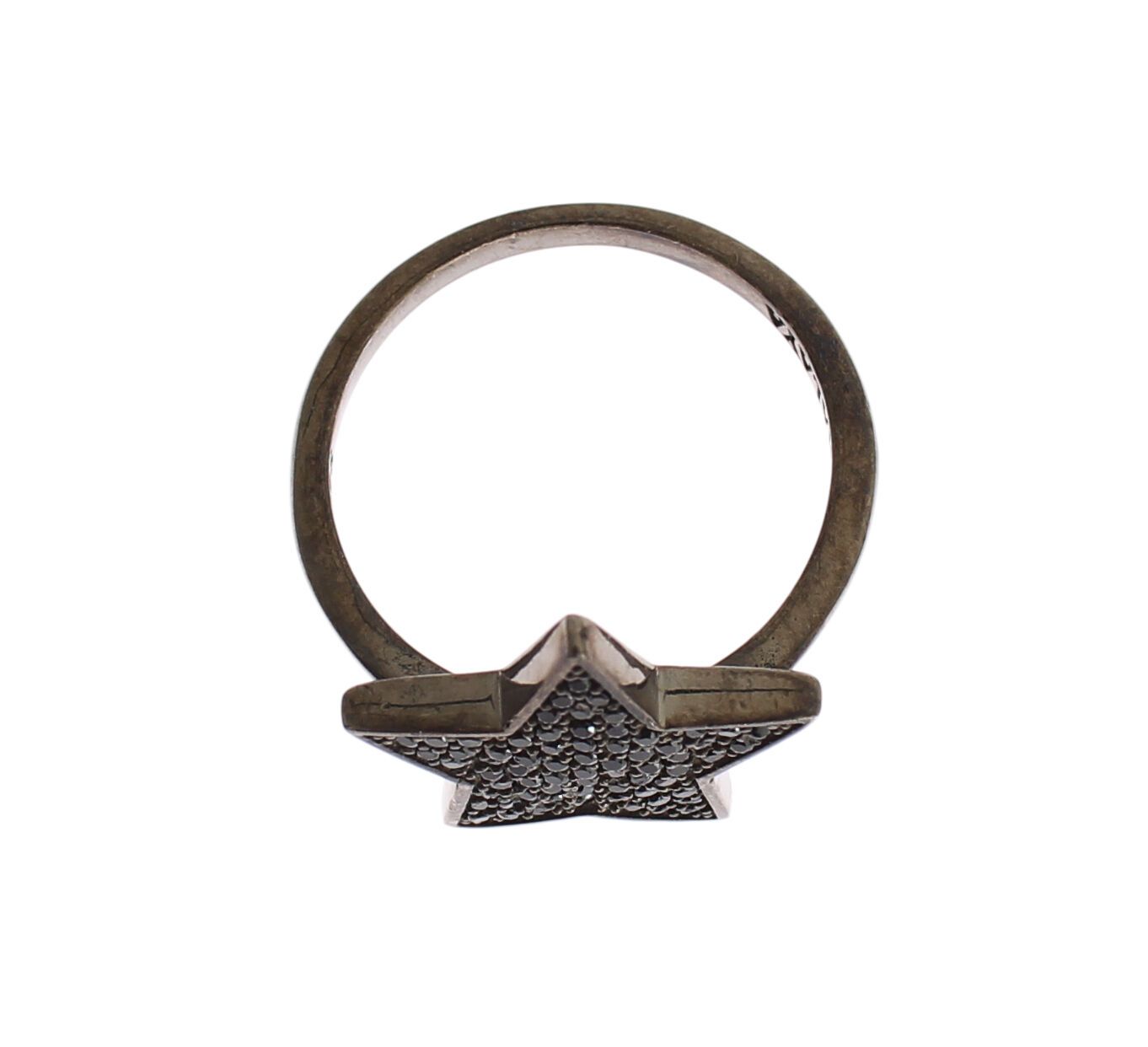 Nialaya Black CZ Star 925 Silver Women's Ring