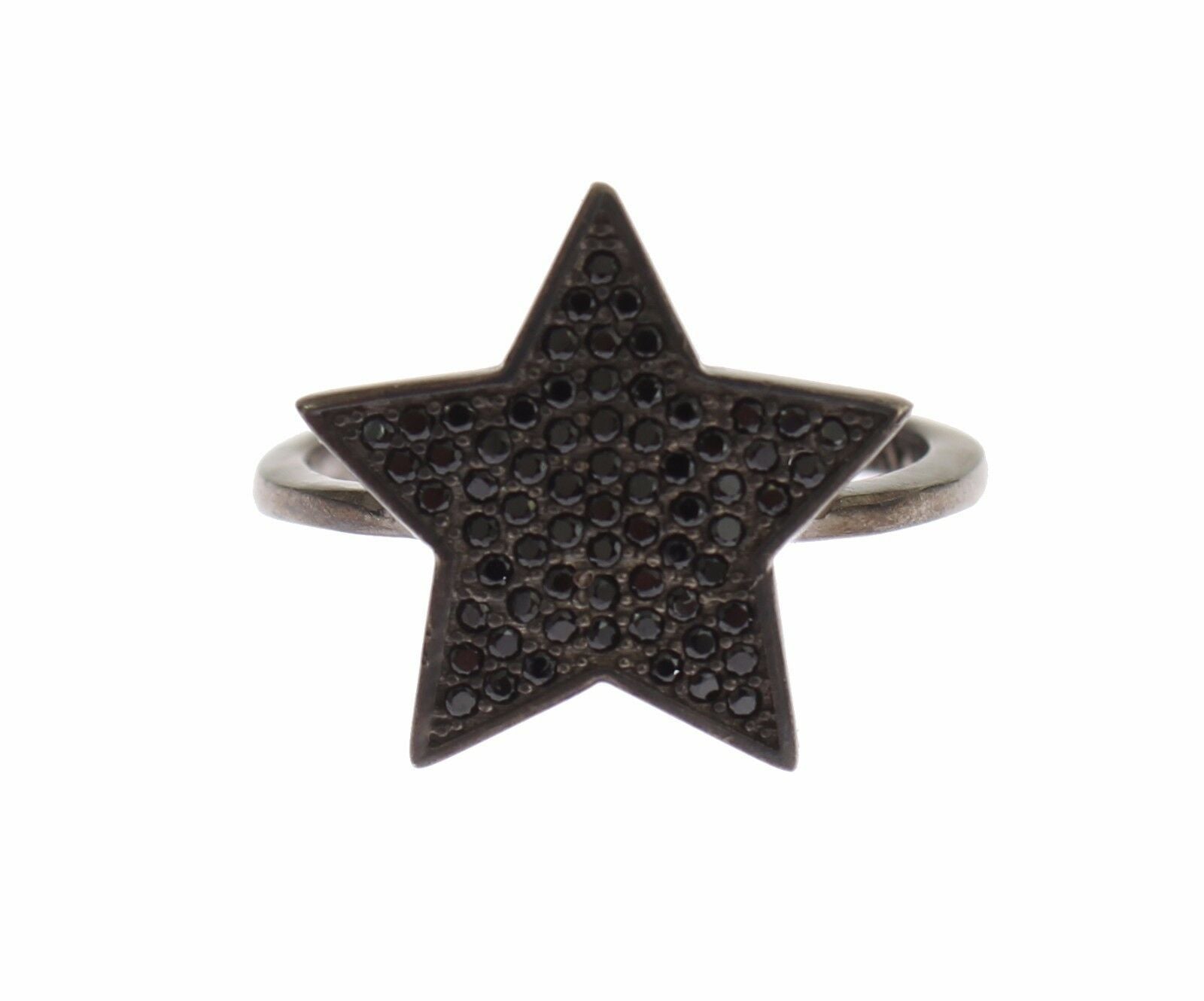 Nialaya Black CZ Star 925 Silver Women's Ring