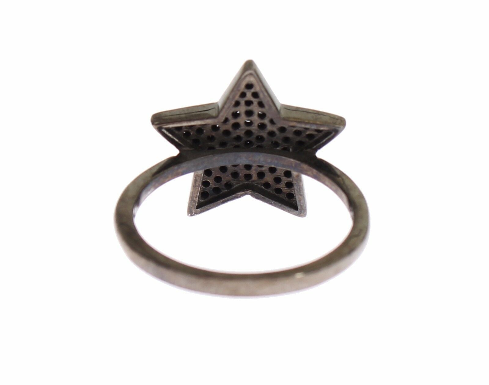 Nialaya Black CZ Star 925 Silver Women's Ring