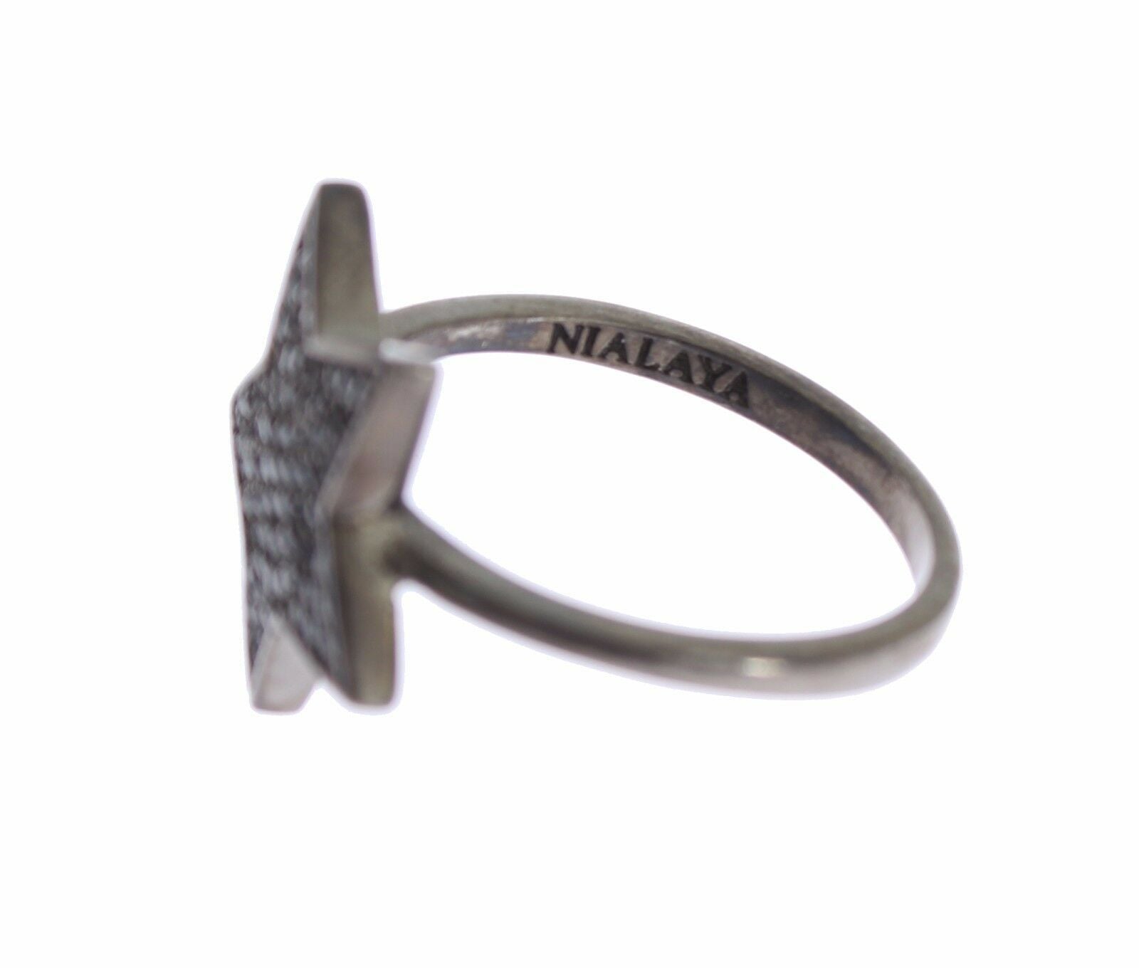 Nialaya Black CZ Star 925 Silver Women's Ring