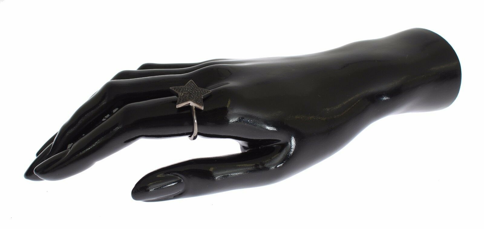 Nialaya Black CZ Star 925 Silver Women's Ring