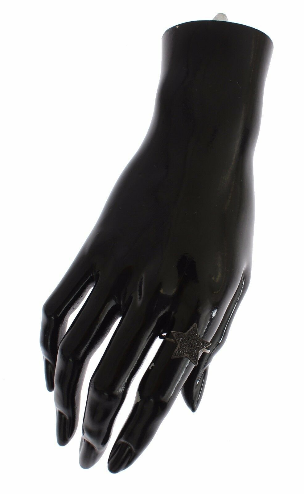 Nialaya Black CZ Star 925 Silver Women's Ring