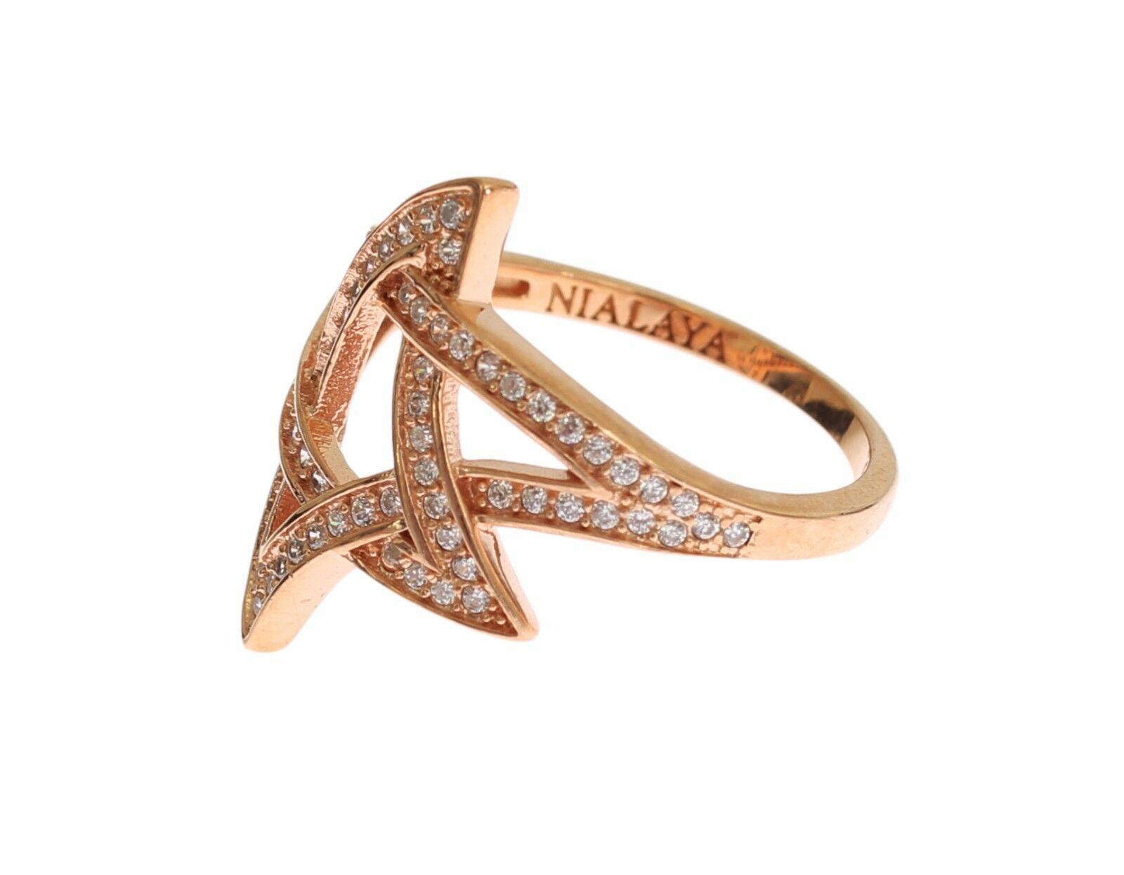 Nialaya Women's Clear CZ Gold 925 Silver Ring