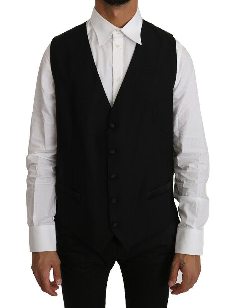 Dolce &amp; Gabbana Black vest made of solid wool and silk