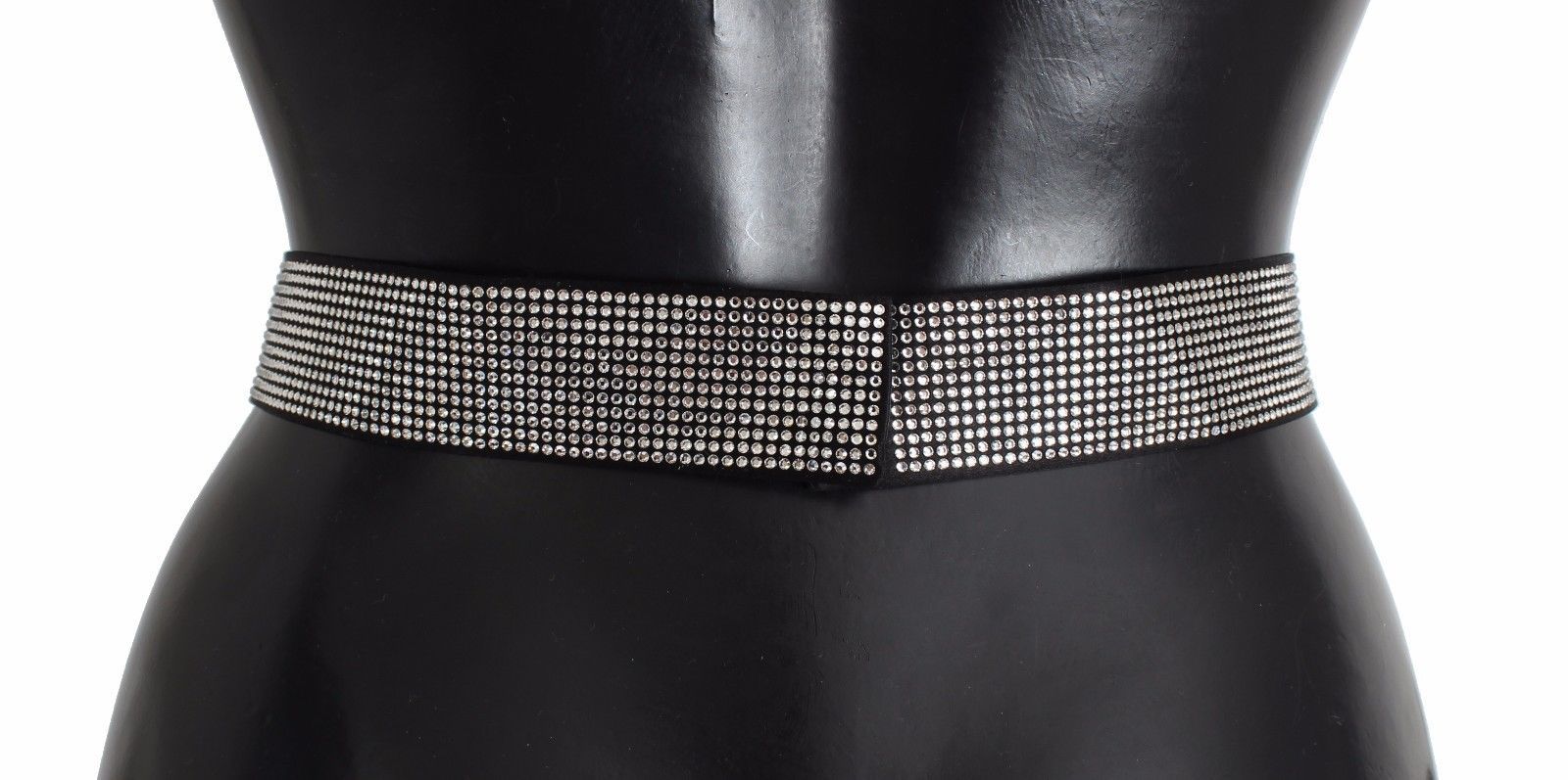 Dolce &amp; Gabbana Black silk belt with clear crystal bow for the waist