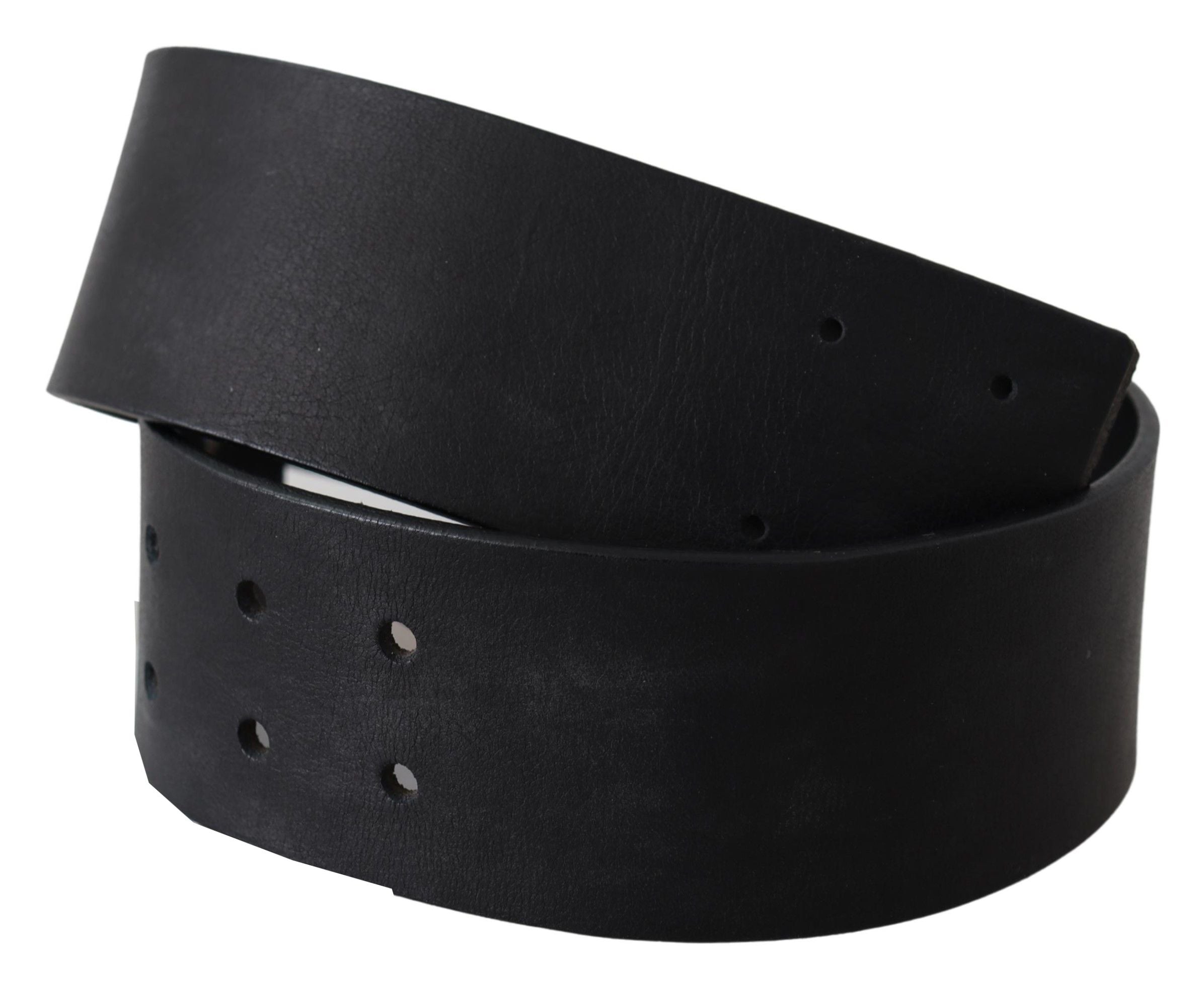 GF Ferre Black wide logo belt made of genuine leather