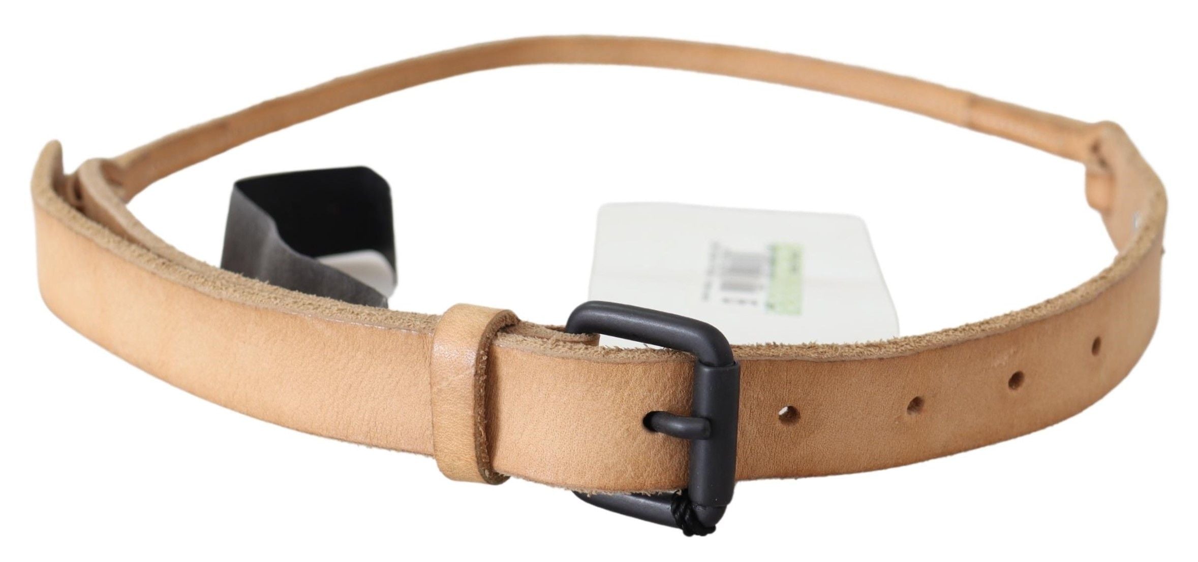 Scervino Street Light brown narrow leather belt with black logo buckle Belt