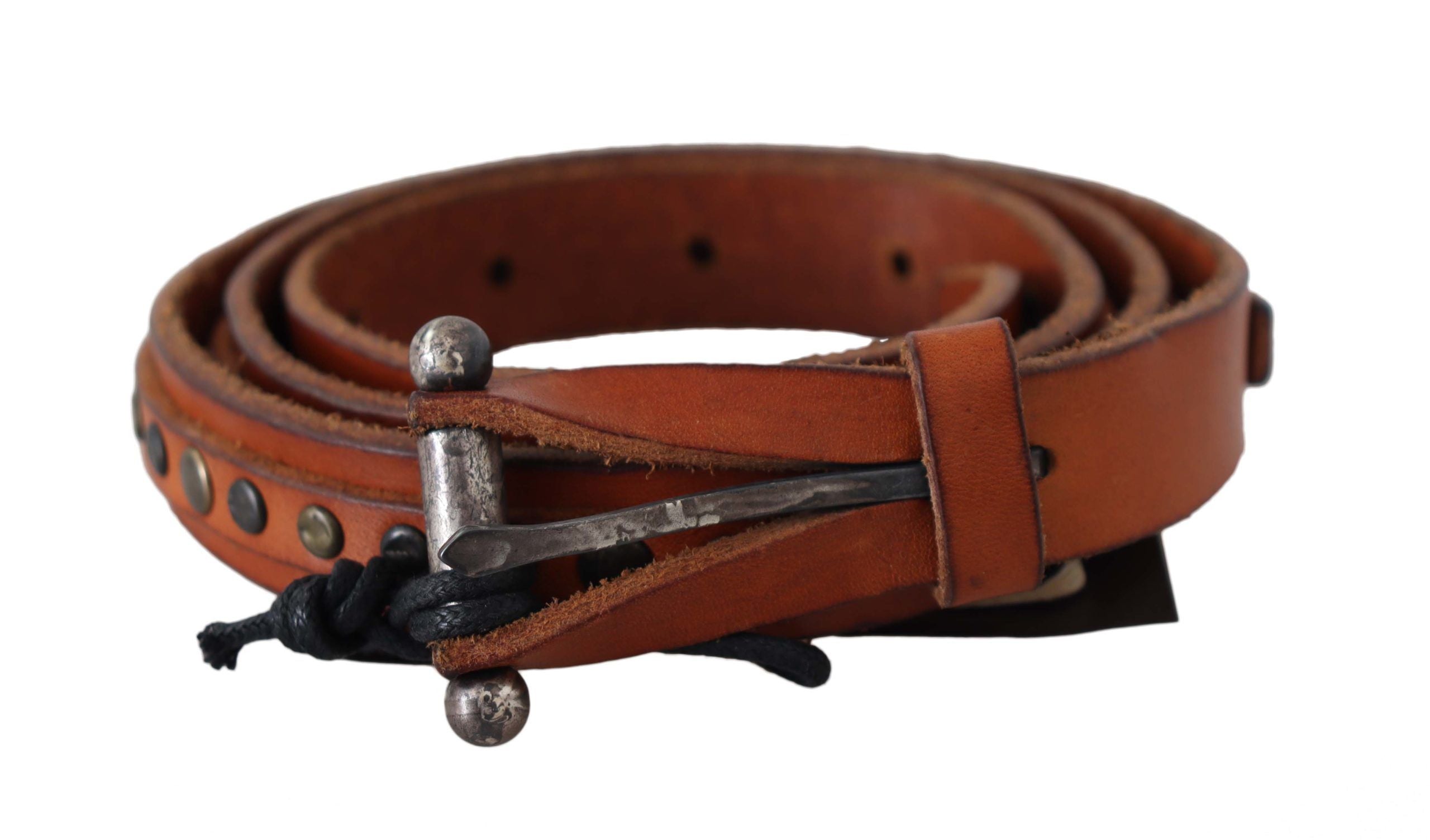 Scervino Street Brown Genuine Leather Rustic Silver Buckle Belt