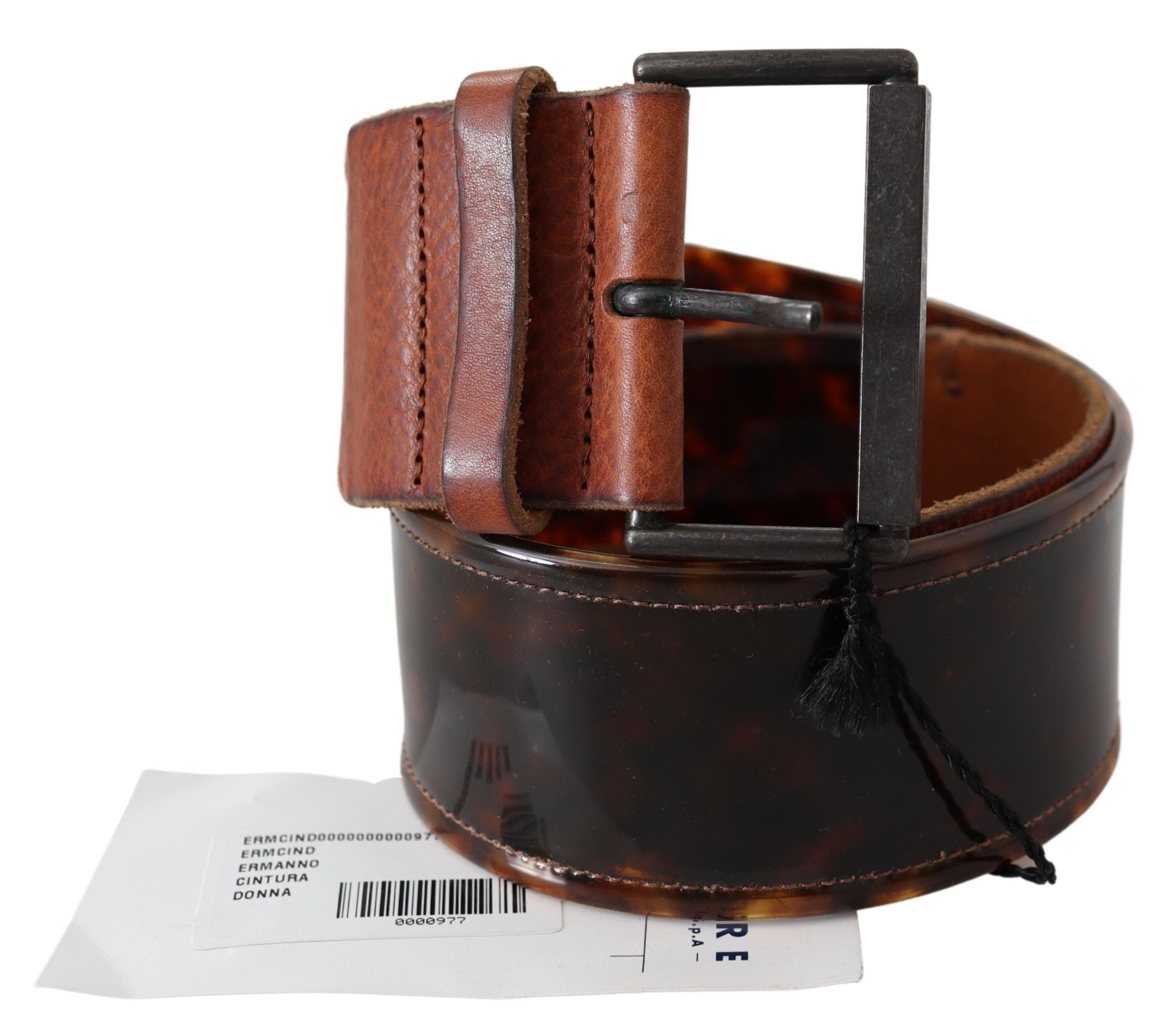 Ermanno Scervino dark brown leather belt with wide buckle