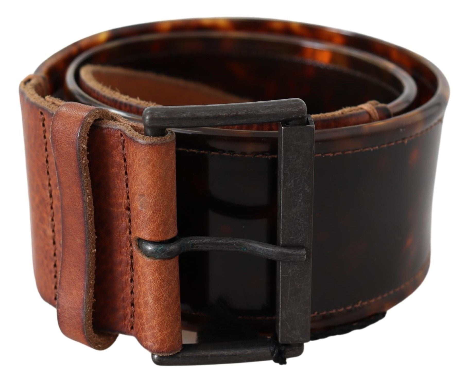 Ermanno Scervino dark brown leather belt with wide buckle