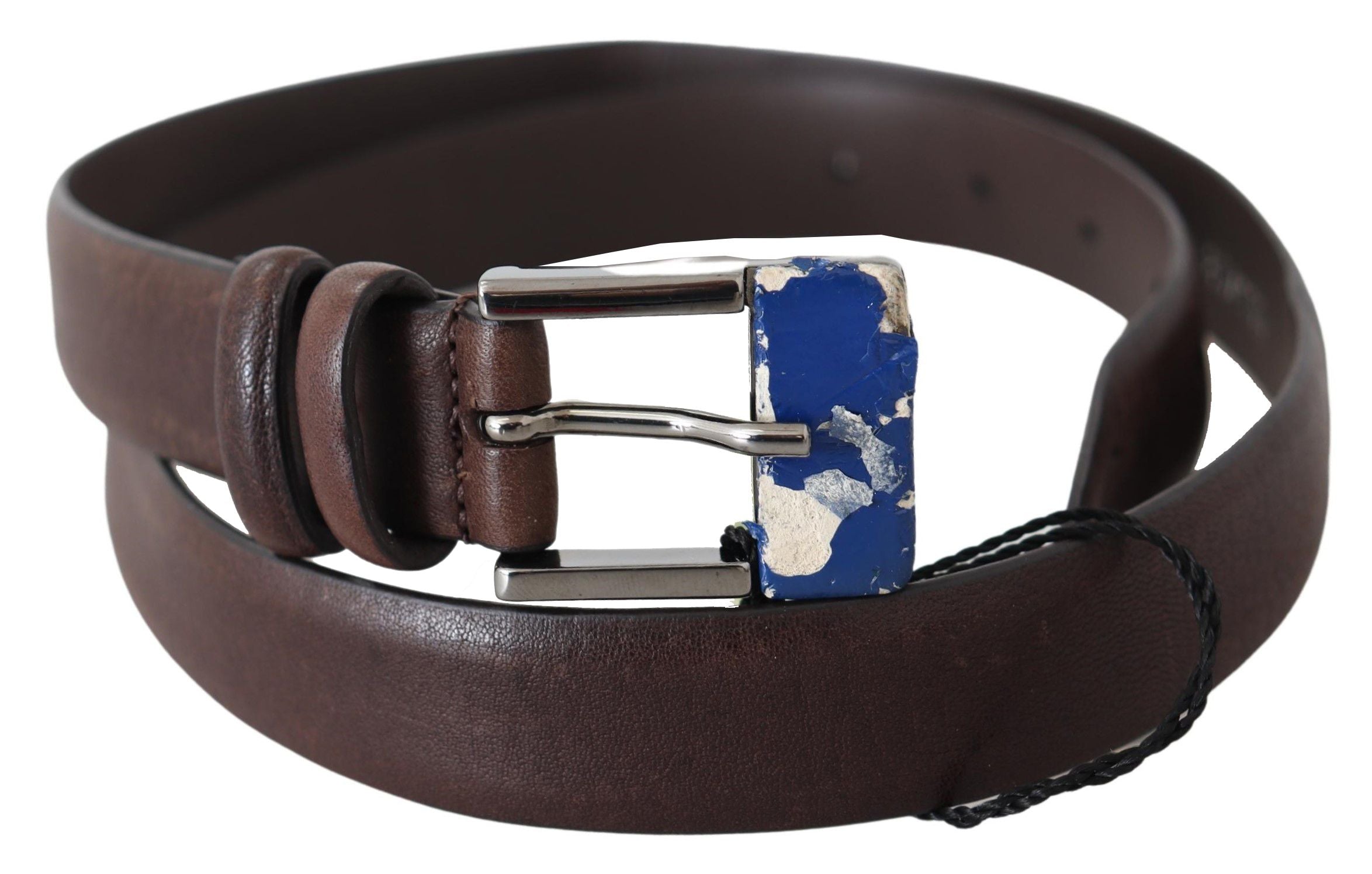 Costume National brown belt with silver buckle made of genuine leather