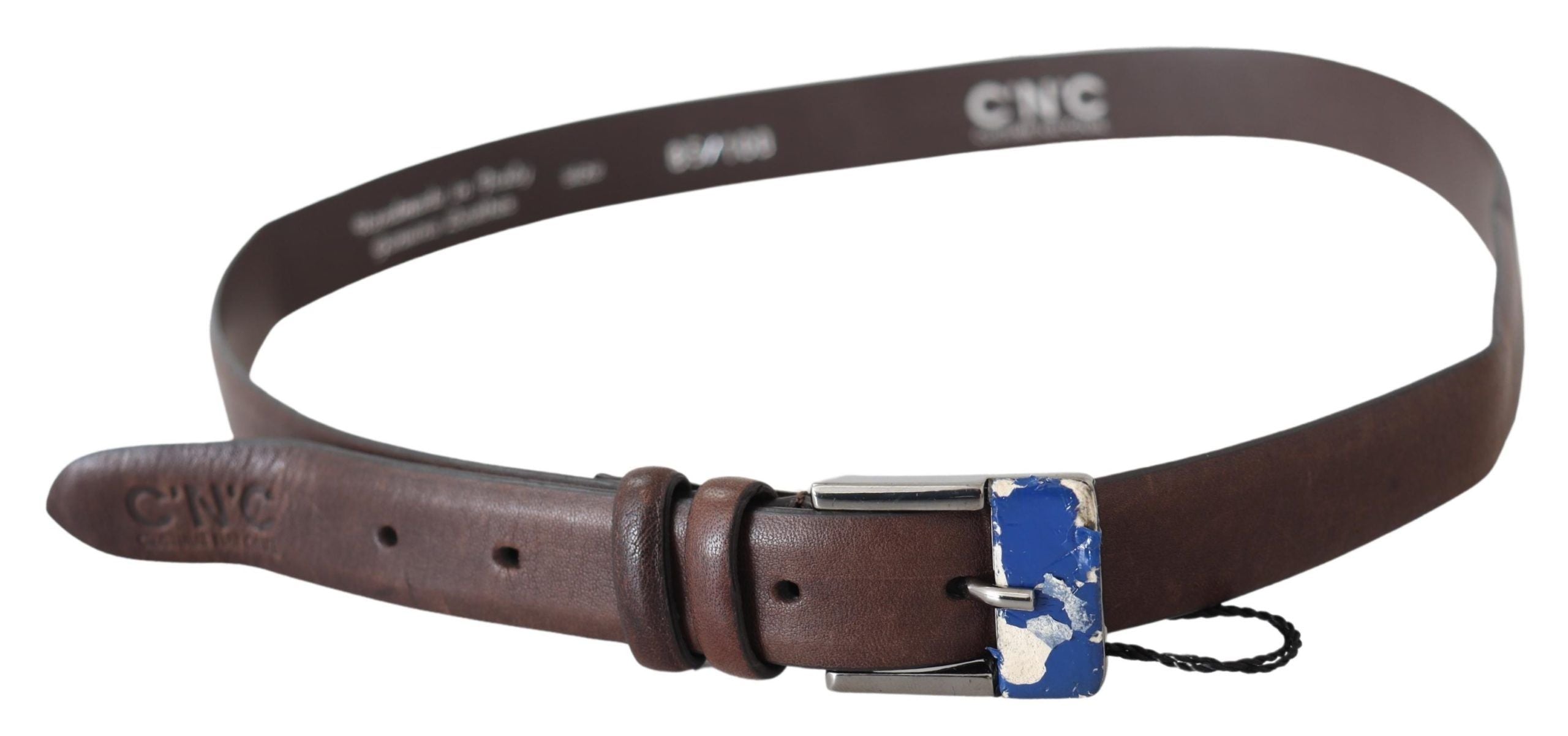 Costume National brown belt with silver buckle made of genuine leather