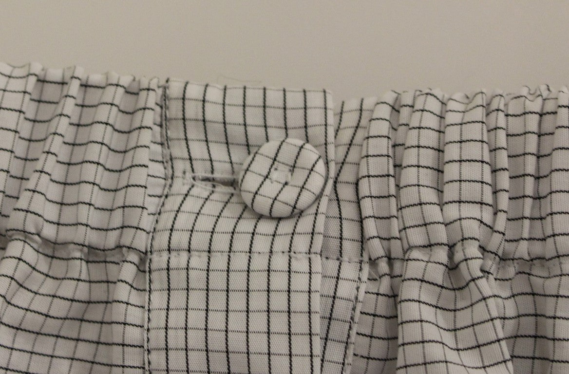 Andrea Incontri beyaz kareli pamuklu esnek etek