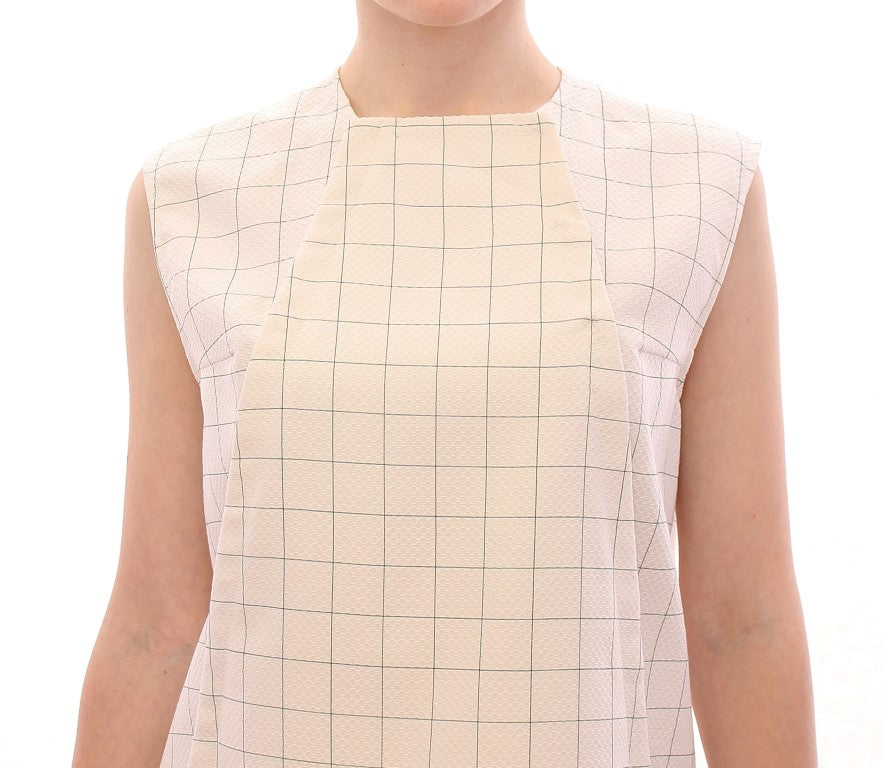 Andrea Incontri White Checked Cotton Shirt Top