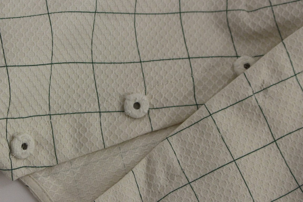 Andrea Incontri White Checked Cotton Shirt Top