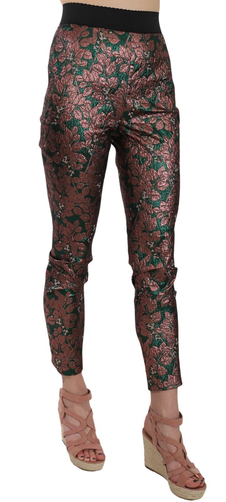 Dolce & Gabbana Multicolor schillernde Brokat-Jacquard-Hose Crop Pants