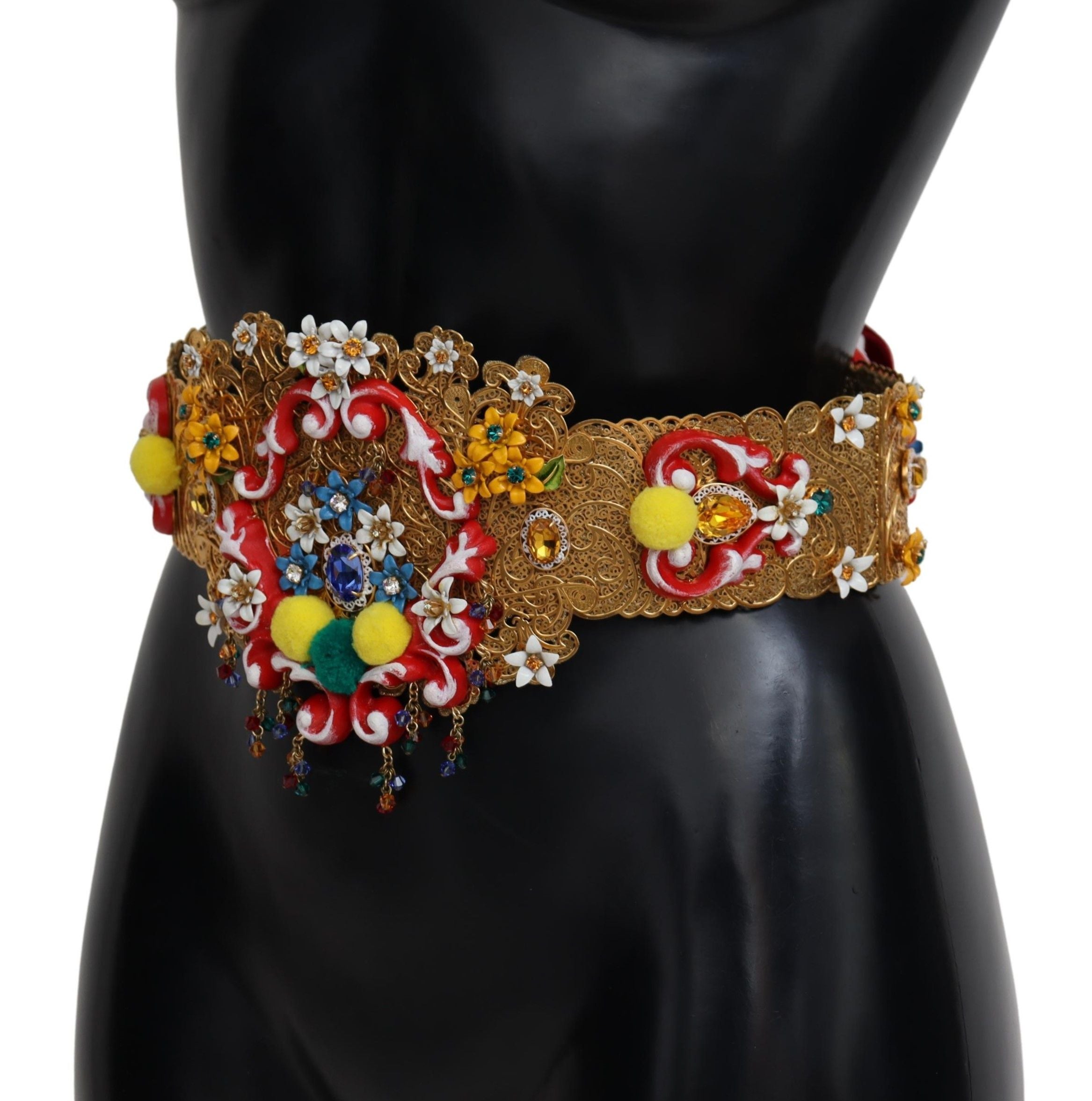 Dolce &amp; Gabbana Gold-tone floral crystal waist belt