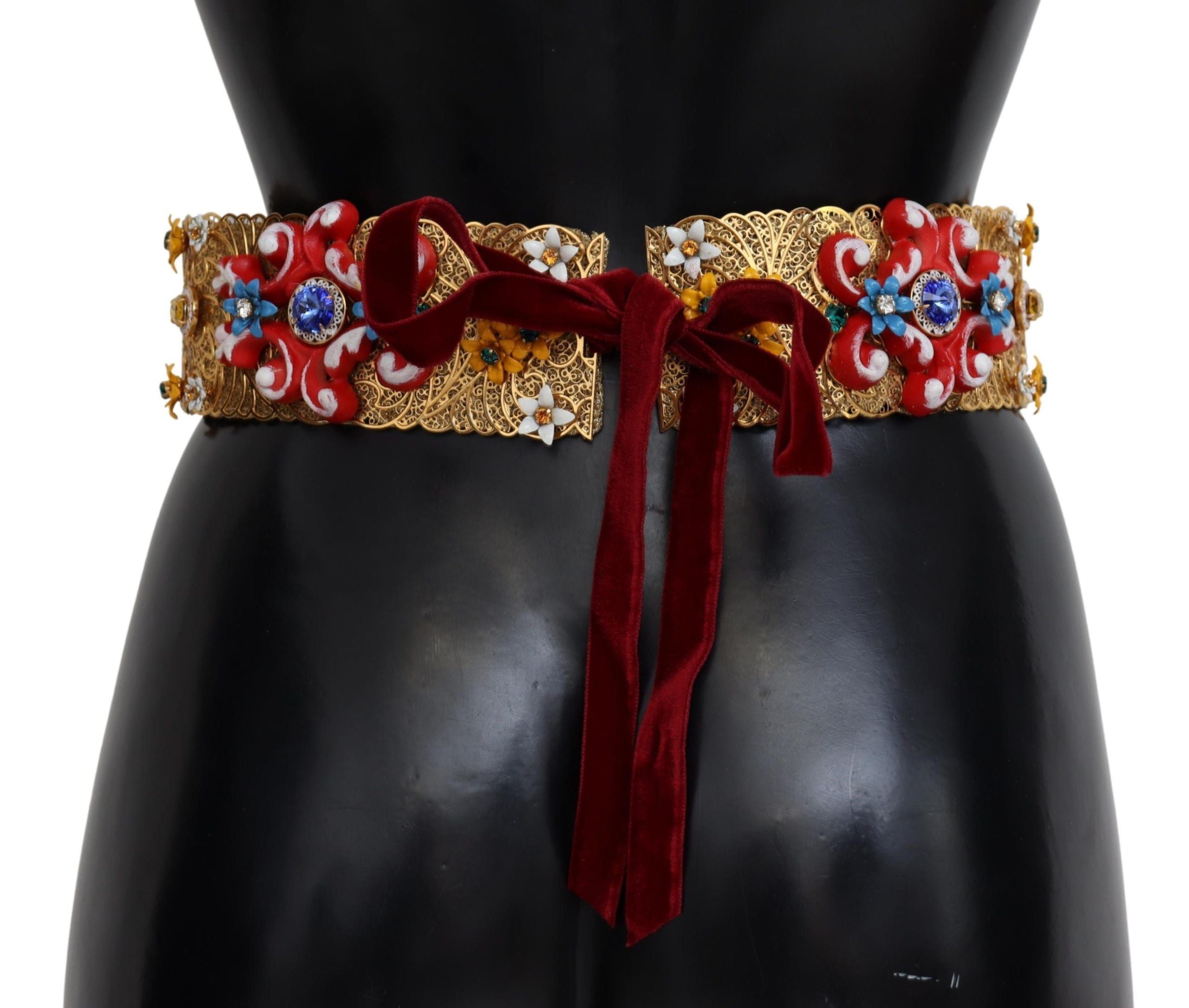 Dolce &amp; Gabbana Gold-tone floral crystal waist belt